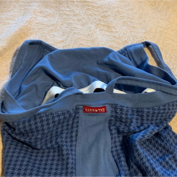 HardTail shelf tank Fastback Bra blue houndstooth. yoga support, spaghetti strap - Picture 11 of 11